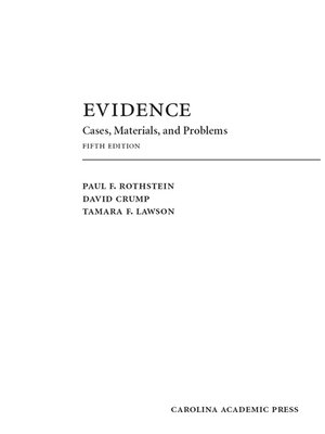 cover image of Evidence: Cases, Materials, and Problems